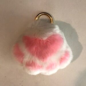 New real rabbit fur heart shape cat claw key charm